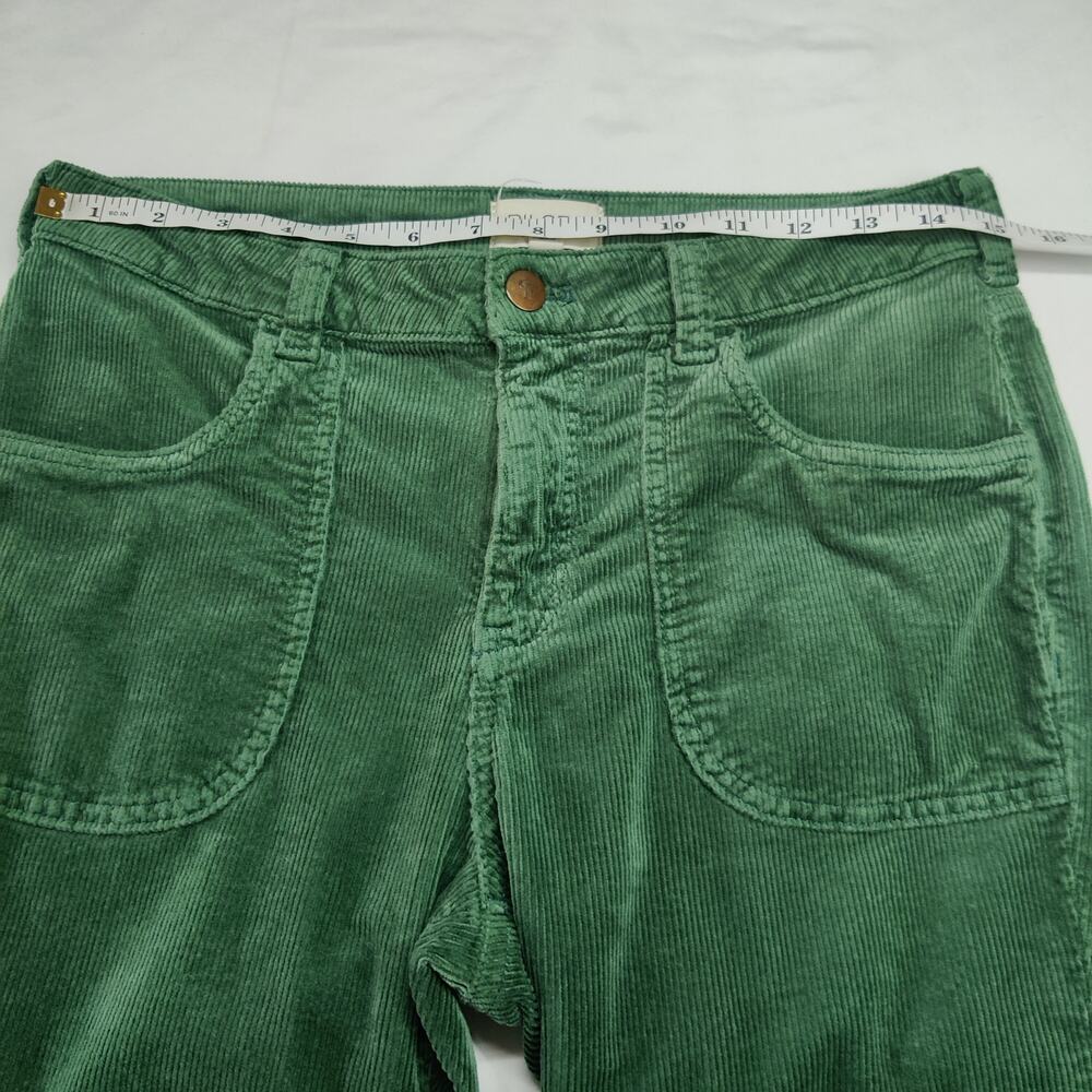 Pilcro Anthropologie The Icon Green Corduroy Mid Rise Flare Pants 29 Retro 70s - Picture 10 of 13